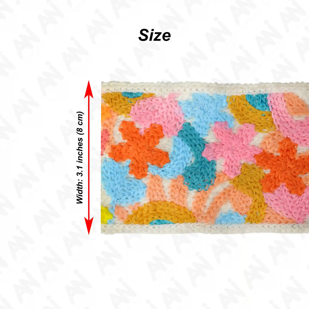 Multicolor Boho Floral Lace Trim | 2 Meter
