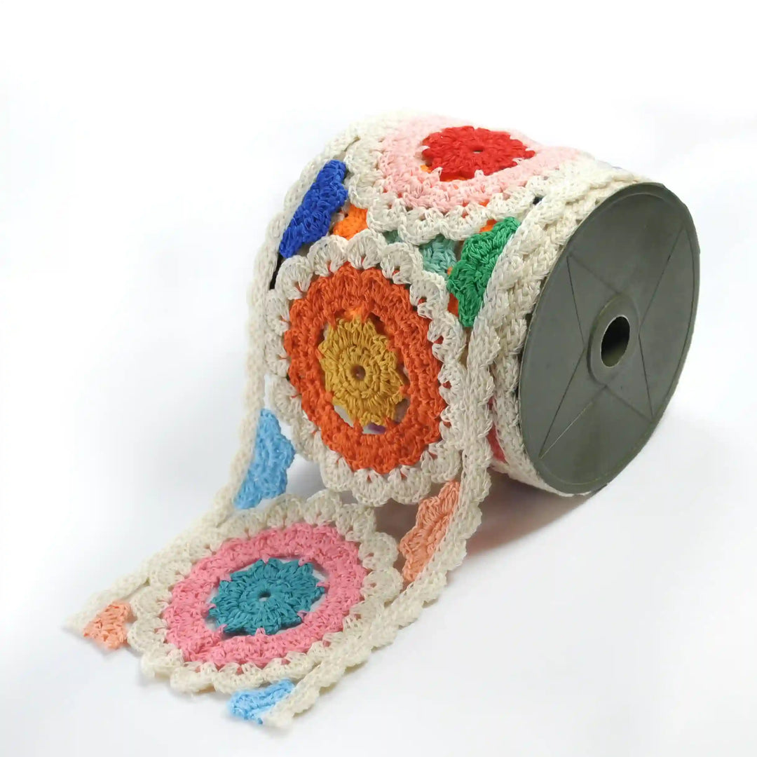 Crocheted Granny Square Lace Trim | 2 Meter