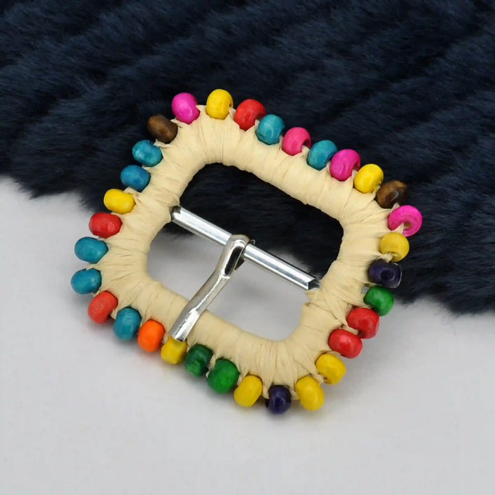 Traditional Raffia Wrapped Decorative Buckle | 5.4cm & 7cm