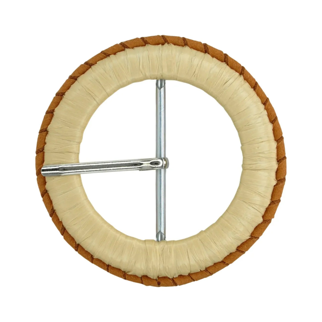 Beige Raffia Wrapped Ring Buckle | 3 inches (7.8cm)
