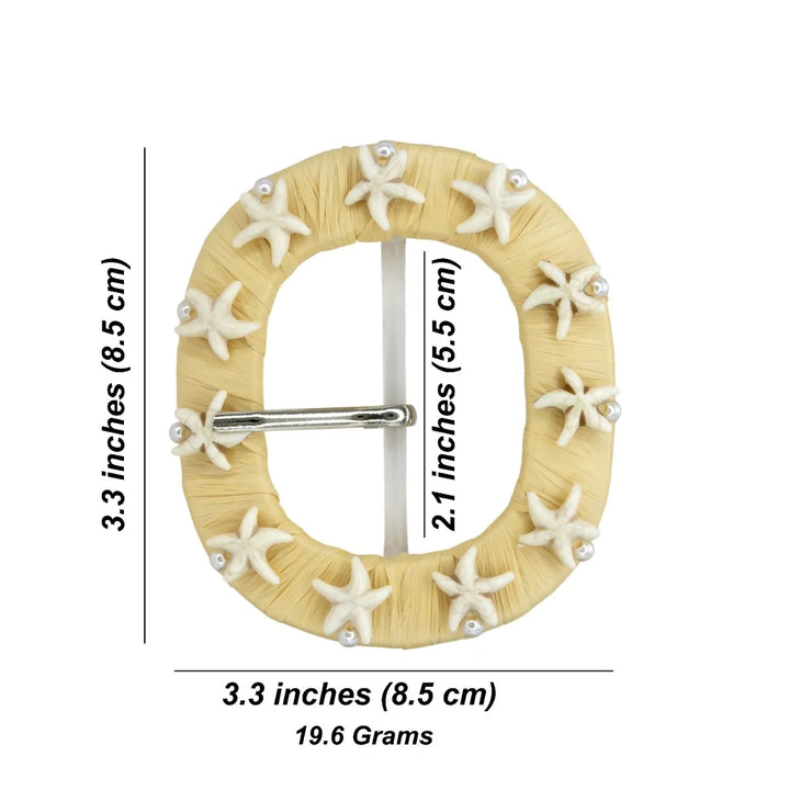 Starfish Embellished Raffia Buckle | 3.3 inches (8.5cm)