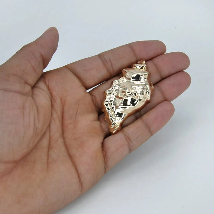 Metallic Gold Shell Shape Shank Button | 28mm x 55mm (86L)