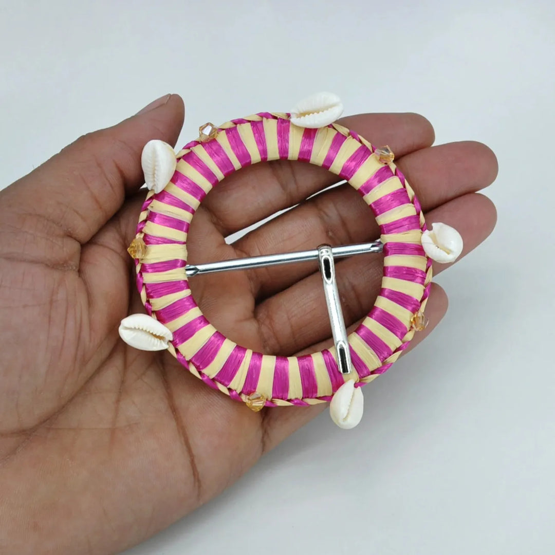 Traditional Raffia Wrapped Decorative Buckle | 5.4cm & 7cm