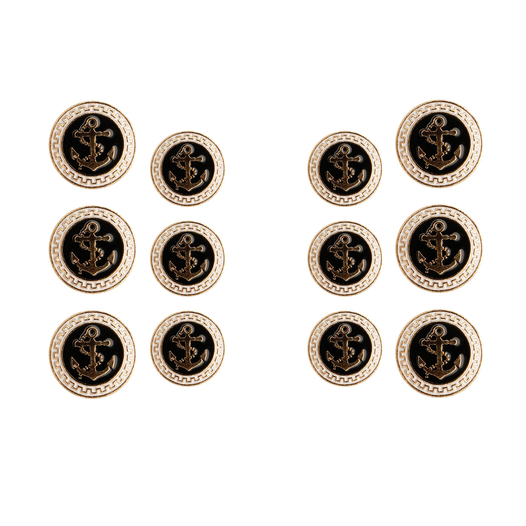 Gold and Black Anchor Metal Buttons