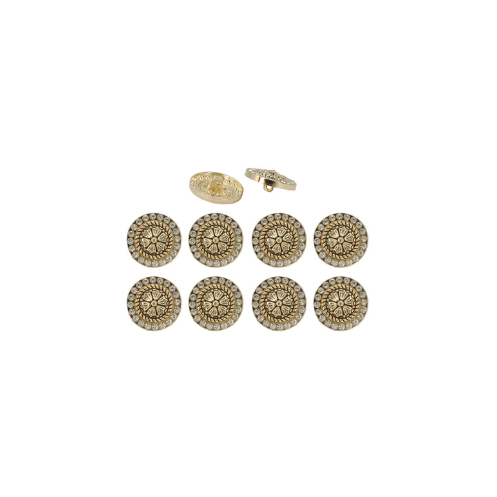 Diamond Surround  Golden Floral  Metal Button