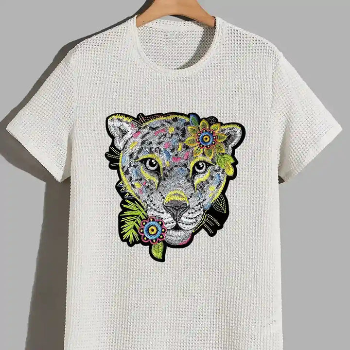 Boho Leopard with Flowers Patch