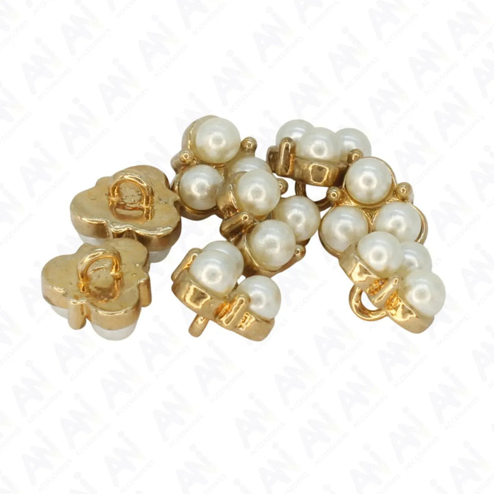 Pearl Cluster Gold Accents Metal Buttons | 12mm(20L)