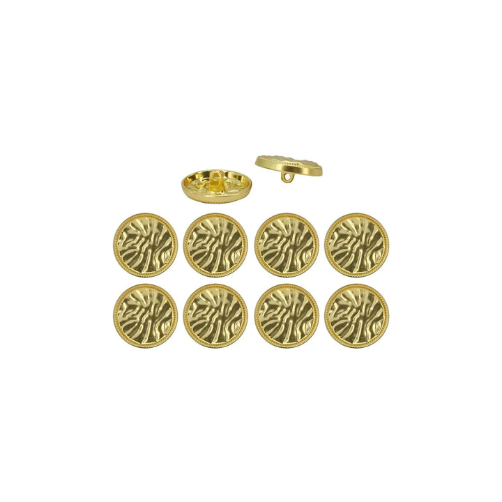 Wrinkles Inspired Golden Shank Metal Button | 15mm(24L), 19mm(30L) & 23mm(36L)