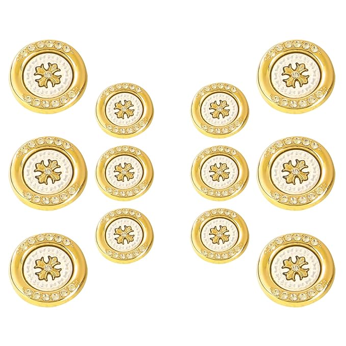 Golden Flora White Centers Metal Buttons