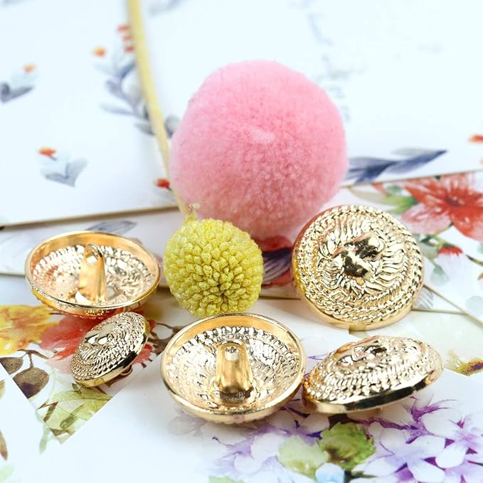 Shimmering Shiny Lion Metal Buttons(6 Big + 6 Small)