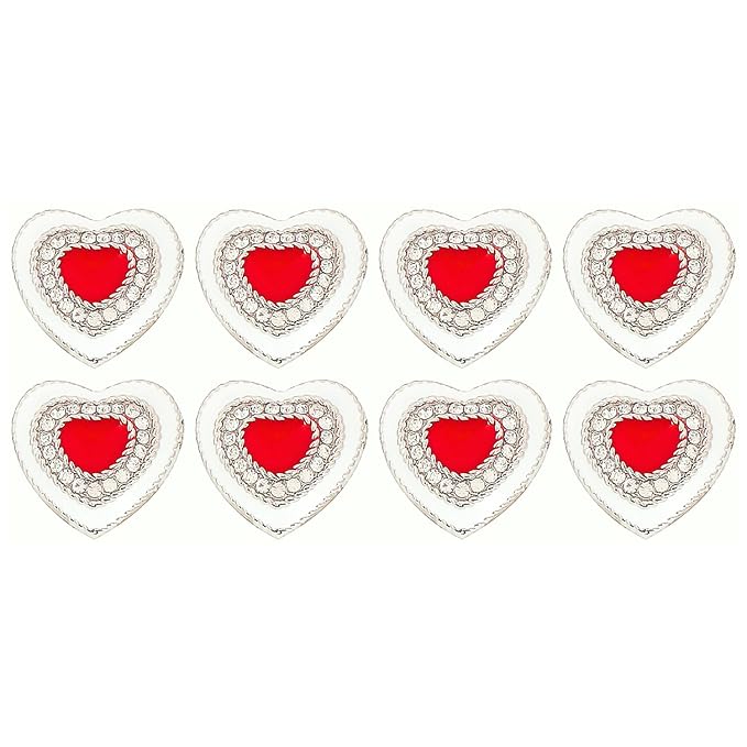 Red Heart Buttons with Silver Accents( Pack of 8 Buttons)