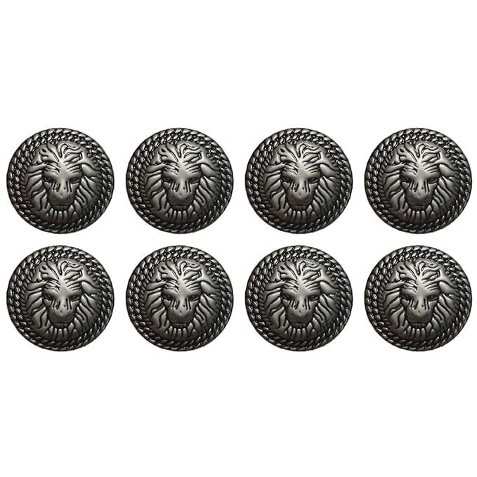 3D Lion Metal Shank Button for Jacket Blazer Suits DIY Art & Crafts (Pack of 8 Small, matt Copper)