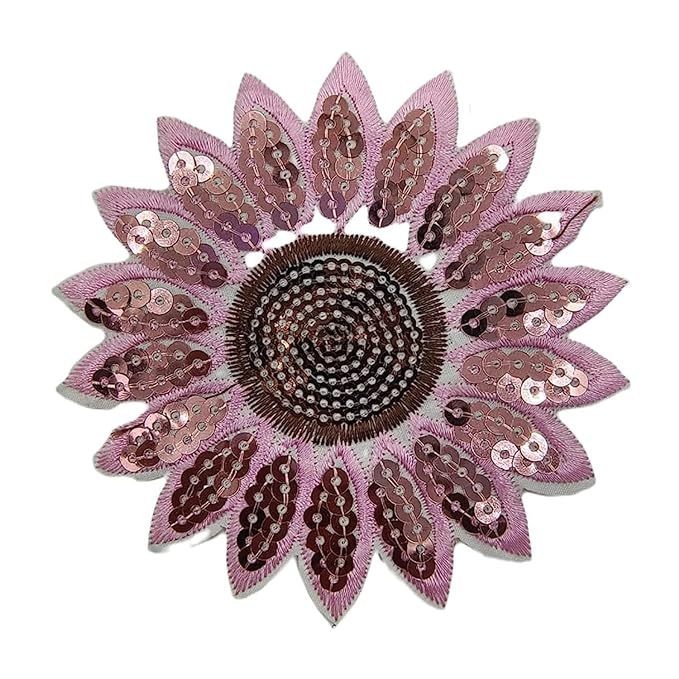 Pink Sequins & Embroidered Sunflower Heat-Transfer Patch