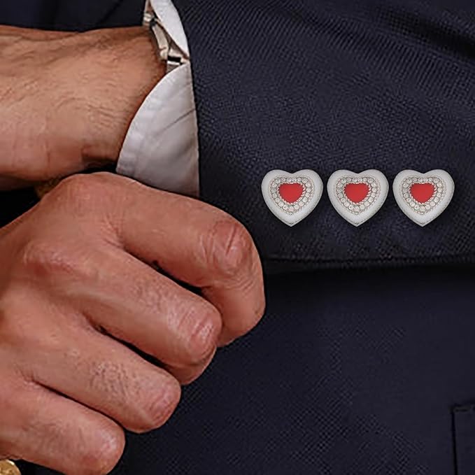 Red Heart Buttons with Silver Accents