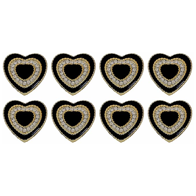 Heart-Shaped Rhinestone Metal Buttons(Pack of 8 Buttons)