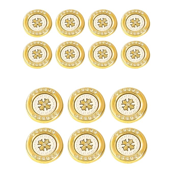 Golden Flora White Centers Metal Buttons