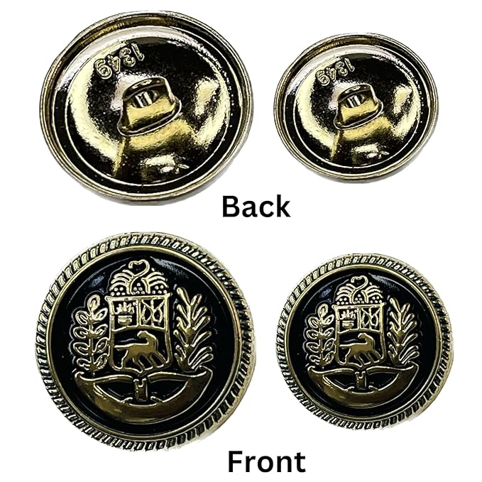 Ani Accessories Metal Button Shank Black Enameled 3D Dinosore Design for Coat Blazer Suit, Sherwani, and Bandhgala Indian Dresses Sports Coat Uniform Jacket (Pack of 16, Black & Golden)