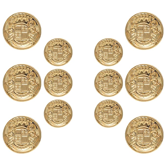 Shiny Gold Metal Buttons(6 Big + 6 Small)