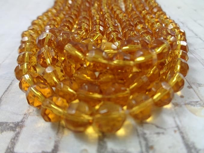 Shiny yellow Bicone Shape Beads