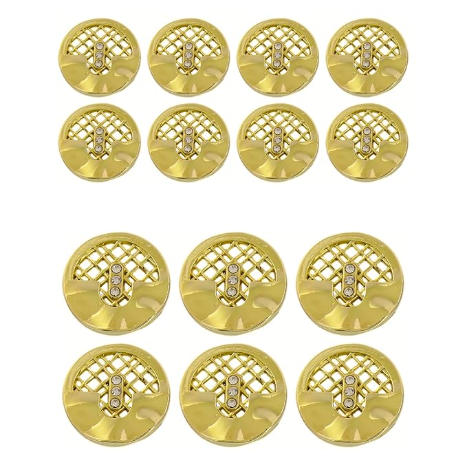 Circular Metal Buttons with Mesh Pattern (8 Big + 8 Small)