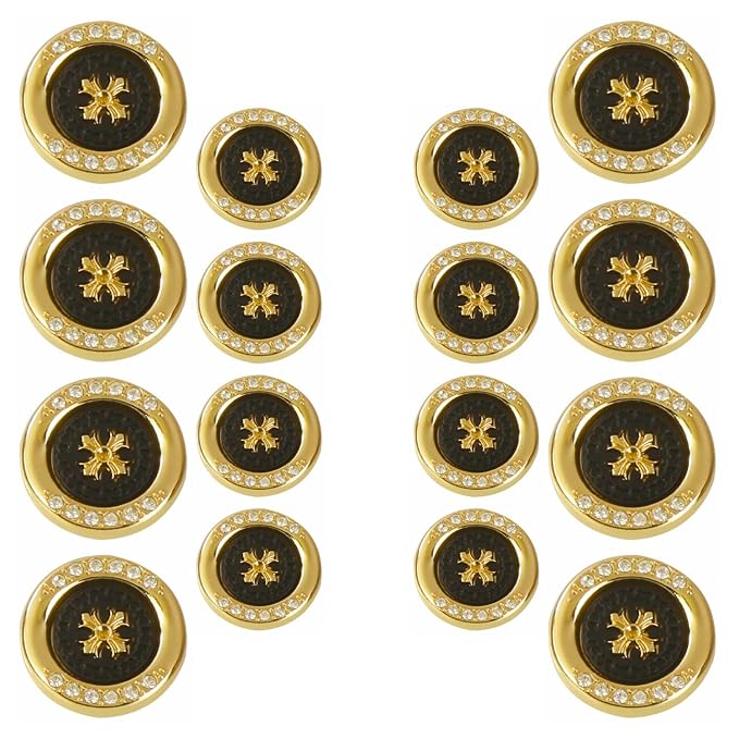 Golden Flora White Centers Metal Buttons