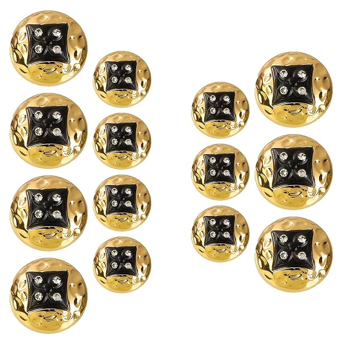 Square Diamond-Studded Metal Buttons