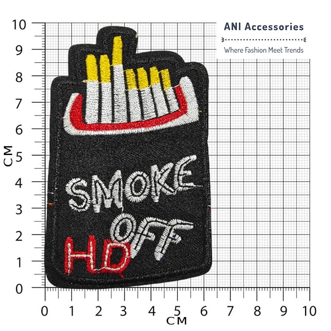 “Smoke Off” Embroidered Hot-Fix Patch for Men and Women DIY Used (6X10) cm