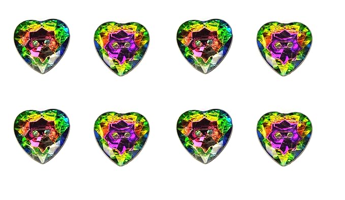 Attractive Multicolor Design Heart-Shaped Acrylic Buttons(Pack of 8 Buttons)