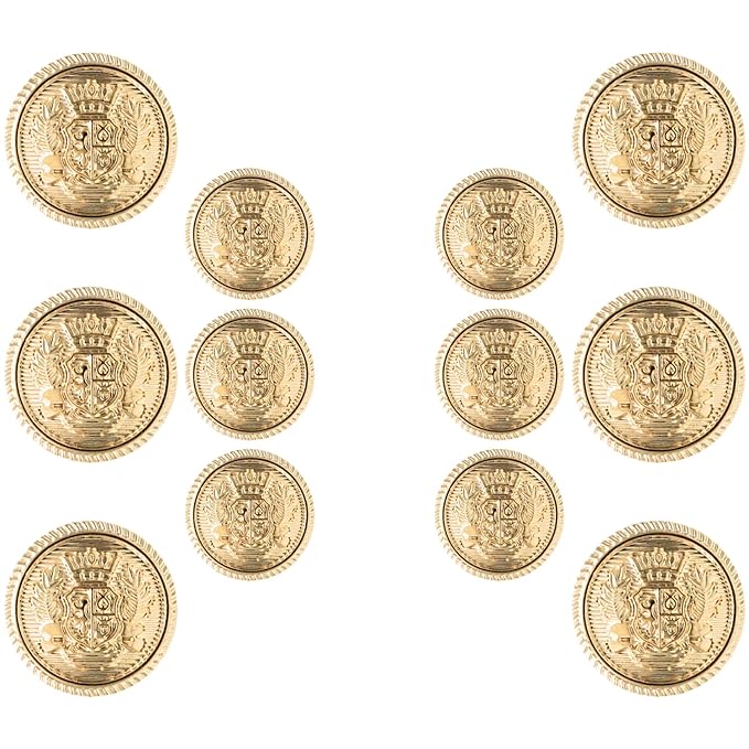 Shiny Gold Metal Buttons(6 Big + 6 Small)