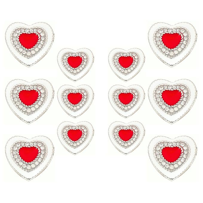 Heart-Shaped Rhinestone Metal Buttons(6 Big + 6 Small)