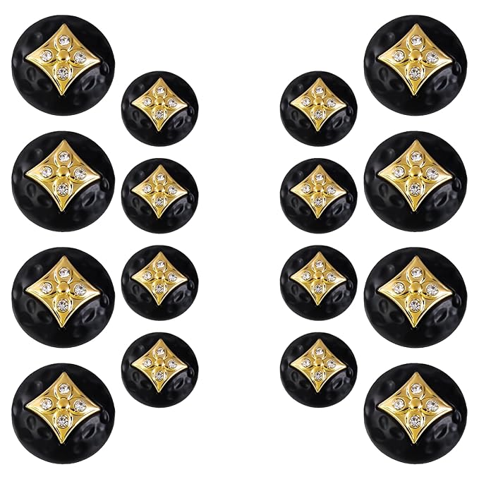 Square Diamond-Studded Metal Buttons