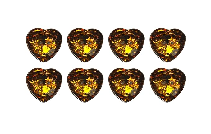 Ani Accessories Acrylic Diamante Sparkly Heart Shaped 2 Hole Acrylic Button for Shirts, Hats & Bag DIY Art & Crafts Used Pack of 8 (Black)