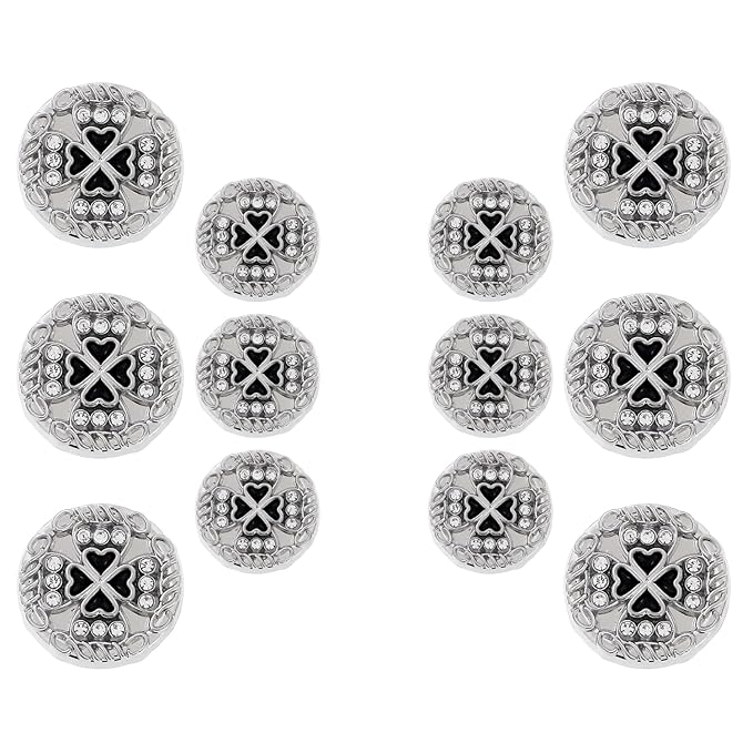 Silver Circular Metal Buttons with Tiger Motif