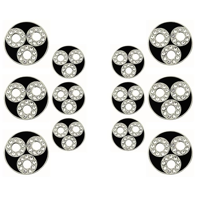 Circular Metal Buttons with Diamond Accents