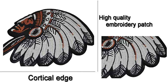 Ani Accessories Unisex Sew On Patch Multicolour (8.5x8.5 inches) Indian Chief Motorcycle Embroidery Stitching Patches Patch for Clothes,Jacket,Pants,Bag & DIY