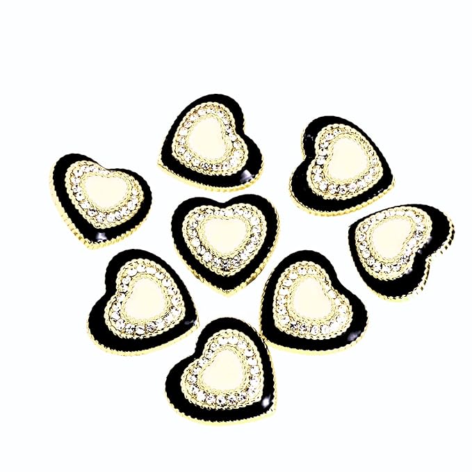 Heart-Shaped Rhinestone Metal Buttons (8 Small + 4 Big)