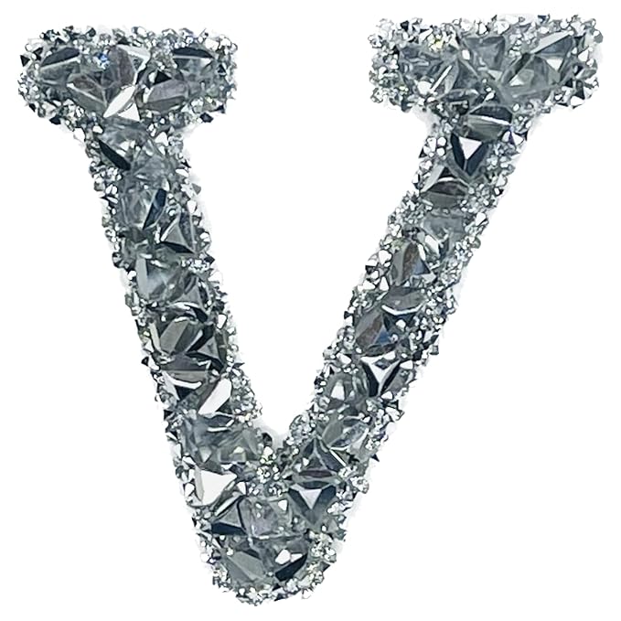 Letter K White Sparkling Rhinestone Patch
