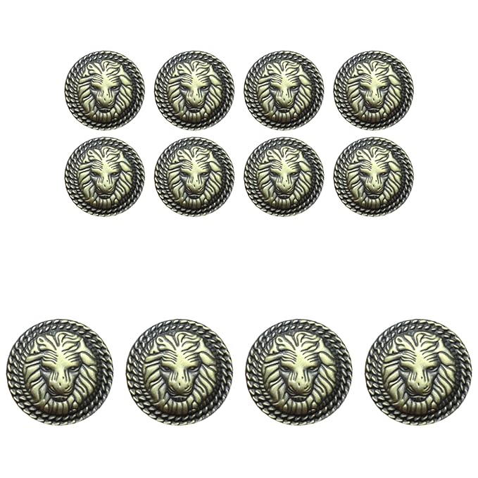 3D Lion Metal Shank Button for Jacket Blazer Suits DIY Art &amp; Crafts (8 Small + 4