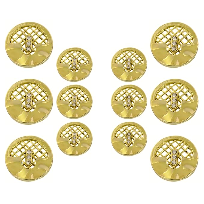 Circular Metal Buttons with Mesh Pattern