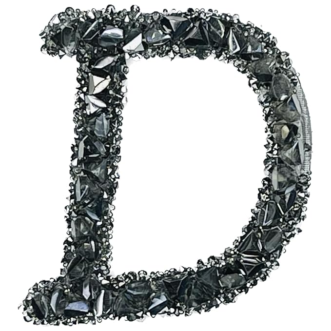 Letter D Black Sparkling Rhinestone Patch