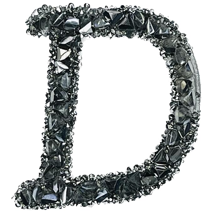 Letter S Black Sparkling Rhinestone Patch