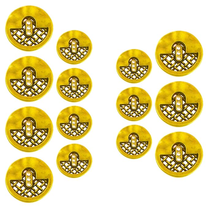 Circular Metal Buttons with Mesh Pattern (8 Big + 8 Small)