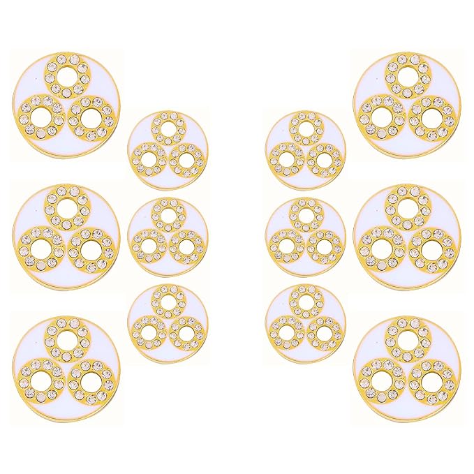 Circular Metal Buttons with Diamond Accents