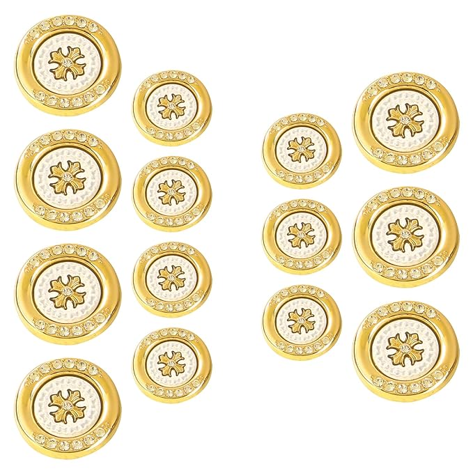 Golden Flora White Centers Metal Buttons