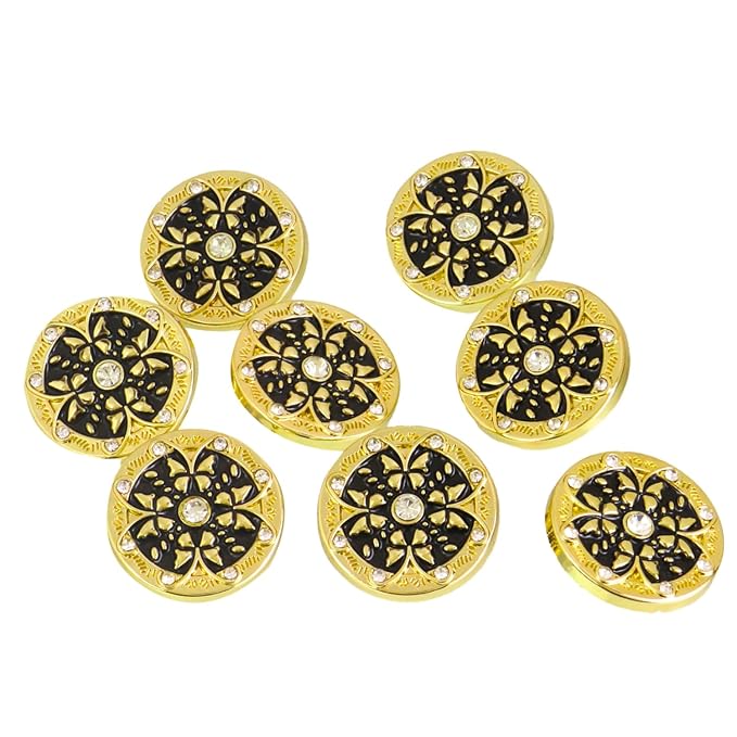 Gold Floral Metal Buttons with White Centers(6 Big + 6 Small)