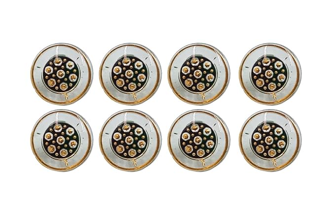 ANI Accessories Round Italiano Design Glossy Epoxy Resin Small 8 Piece Shank Buttons for Men & Women Used for Shirts Knitting Sewing Kurti Dress & DIY Craft Size 17L, 10.55mm (Silver ring Black Heart) shirt/kurti Button