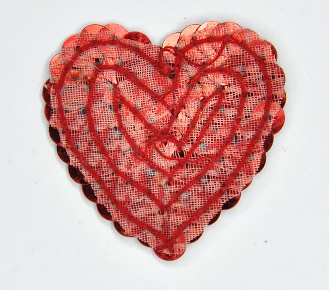 Red Sequin Heart Sew Patch