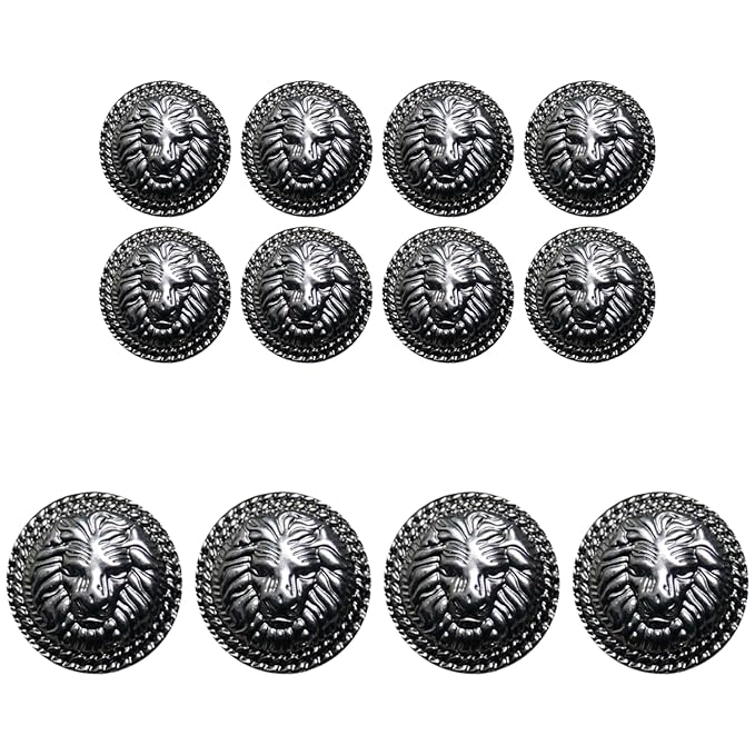 3D Lion Metal Shank Button for Jacket Blazer Suits DIY Art &amp; Crafts (8 Small + 4