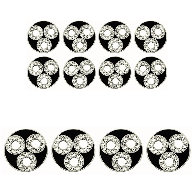 Circular Metal Buttons white Color with Diamond Accents(8 Small + 4 Big)