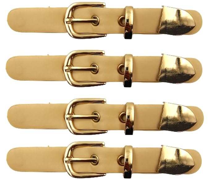 Shiny Gold With Cream PU Prong Belt Buckle